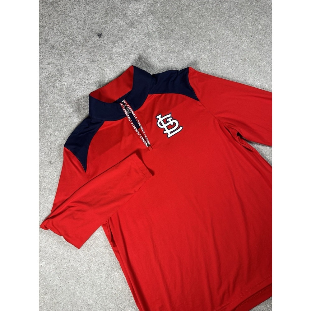 St Louis Cardinals Fanatics 1/4 Zip Performance Pullover Red/Navy Men's L Euc